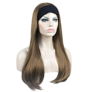Aimole Long Straight 3/4 Women's Wigs Hair Piece Synthetic Hair with Black Headband (12 Light Reddish Golden Brown)