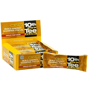 10th Tee Plus+ Chocolate Peanut Caramel Bar made with Natural Ingredients 1.76-Ounce Bars (12 count) Golf Energy Bar Easily Digestible Chocolate Healthy office Snack best Bars