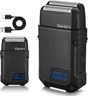 Gertzy Electric Shaver for Men Face, Men's Razor, Cordless Beard Foil Shavers, Wet Dry Waterproof, 3-Speed Adjustable Shaving,Rechargeable Type-C Charging, LED Display (Black)