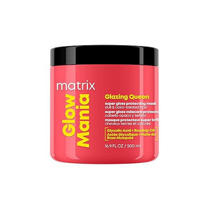 MATRIX Glow Mania Super Gloss Protecting Mask - Protects Glow and Shine With Glycolic Acid &amp Rosehip Oil For Dull &amp Color-Treated Hair 16.9 Fl Oz