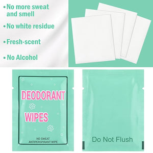 Loopeer 300 Pcs Deodorant Wipes Individually Wrapped Disposable Antiperspirant Towelettes No Alcohol Body Wipes Mini Purse Essentials Fresh Scented Made with Clear Formula for Men and Women