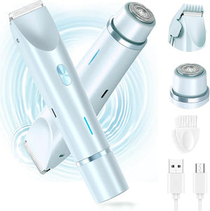 2025 New 2 in 1 Electric Shaver for Women, 2 in 1 Double-Headed Waterproof Wet and Dry, Dual Head Body Shaver Electric Trimmer for Women (Blue)