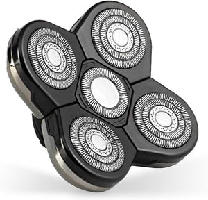 Skull Shaver Baron Replacement Shaver Head Blade - Smooth Close Shave - Wet &amp Dry Use - Flexible 5-Head Design - Quick Twist Lock - Universal Fit