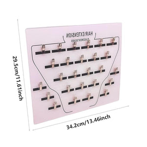 DNCG Hair Extension Holder Acrylic Board, Hair Extension Holder Board With Clip For Hairpieces, Wig Sectioning Display Grafting Plate, Hair Hanger, 1, light pink