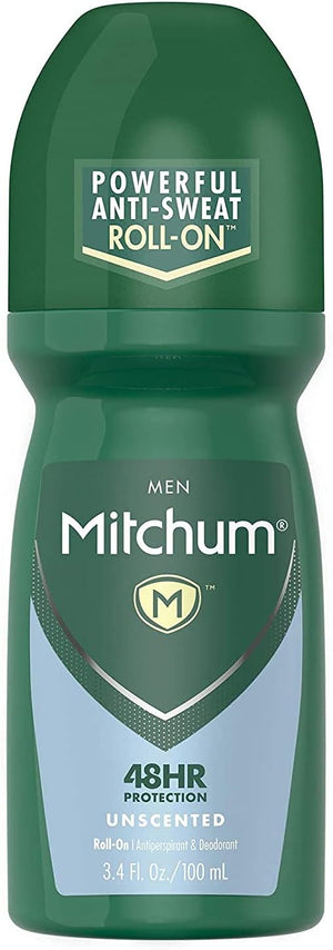 Mitchum Invisible Anti-Perspirant &amp Deodorant Roll-On Unscented 3.4 oz (Pack of 4)