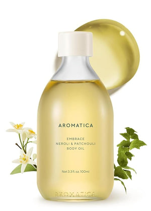 AROMATICA Embrace Body Oil Patchouli &amp; Neroli Essential Oil, Aromatherapy Oils, Scented Body Oil, After Shower Body Oil for Women, Non-Greasy Body Serum, Body Moisturizer for Dry Skin 3.38 fl. oz