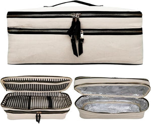 Bag-all Double Hair Tools Travel Bag | Curling Iron Travel Case Heat Resistant | Traveling Case for Grooming Supplies | Hair Straightener Pouch for Hot Tools for Women | Cream