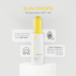JESS BEAUTY | Face Sunscreen Sun Drops SPF 50 Skin Care Oil with Camellia Sinensis &amp; Squalane | Skincare Fast Drying 1 fl. oz