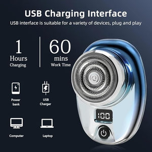 Head Shavers for Bald Men Mini Electric Razor Wet and Dry Washable Razor USB Charging Digital Display Portable Electric Shaver (Color : Gradient Black)