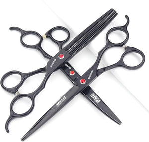 SHARONDS 6/7 Inch Professional 440C Hair Cutting Scissor Salon Hairdressing Thinning Shears Perfect for Barber and Home Use (7 in 3pc)
