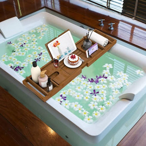 Bamboo Bathtub Tray for Luxury Bathroom Expandable Premium Bath Tray with Soap Towel Book Holder Luxury Spa Wooden Bath Table for Reading Laptop Over The Clawfoot Walnut