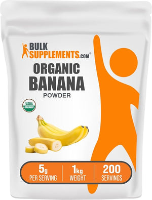 BulkSupplements.com Organic Banana Powder - Banana Fruit Powder, Nutrient Rich - Air-Dried &amp; Gluten Free, 5g per Serving, 1kg (2.2 lbs) (Pack of 1)