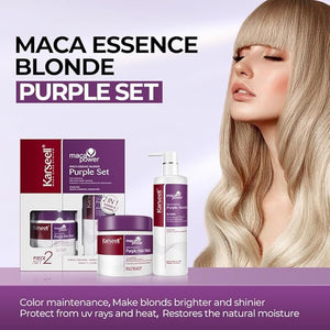 Karseell maca power Purple Hair Mask and Purple Shampoo Set Neutralizes Brass &amp Yellow Tones for Blonde Gray Silver Color Treated Hair 2 x 16.9floz