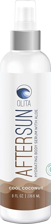 Olita AfterSun Body Serum - Cool Coconut Fragrance - 8 oz - Hydrating Body Oil with Aloe Vera - All-Natural with Vitamin E - Cooling Sunburn Relief