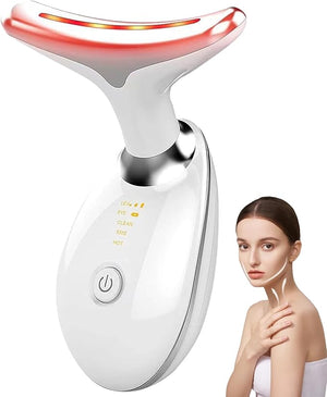 Neck &amp; Face Massager, 7-Color LED Multifunctional Facial Massager, White - Face Sculpting Tool