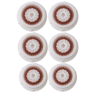 Facial Cleansing Brush Heads Replacement Facial Cleansing Brush Head Whitening Facial Brush Heads for Acne Prone Clogged Enlarged Pore Deep Pore Radiance Skins (6Pack/Brown)