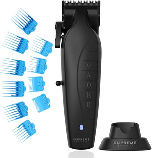Supreme Trimmer Vader Clipper with DLC Taper Blade STC5098 | 210 Min Run Time 7500 RPM Hair Trimmer | Professional Brushless Motor Barber Clipper | Black