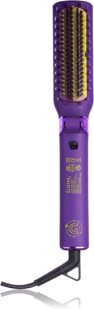 Glister Folding Hair Straightener Brush, Hair Brush for Hair Straightening, Volumizer, Fringe Curler, Hair Styling Comb with Adjustable Temperature- Violet Crush (Purple)