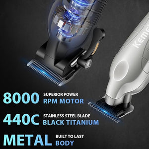 KEMEI 2293 2290D Cordless Hair Clippers for Men ProfessionalHair TrimmerMens Barber Clippers and Trimmers SetElectric Hair Cutting KitClipper for BarbersRechargeable Haircut ToolsSilver
