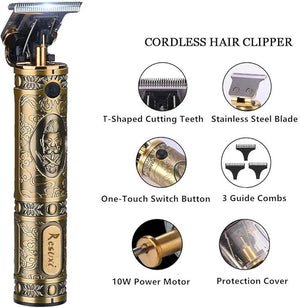 RESUXI Cordless Hair Trimmer for Men Professional Electric Hair Clippers Barber Trimmer Mens T-Blade Beard Trimmer Zero Gapped Edgers Gold Knight Close Cutting Haircut Kit