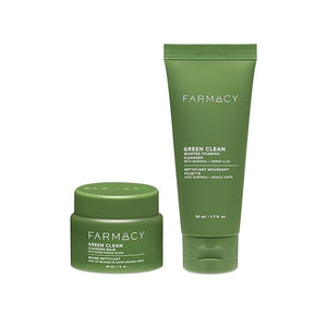 Farmacy Deep Double Cleanse Skincare Gift Set - Green Clean Makeup Remover Cleansing Balm &amp Whipped Foaming Face Wash for Oily Skin - Melts Away Makeup &amp Helps Promote Healthy Skin (2 Count)