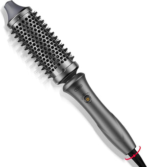 TYMO Thermal Brush Curling Brush - STYLUX 1.7 Inch Blowout Volumizer with Flexi-Fit for Hair Straightening Heated Round Styler Tool Hair Straightener and Curler 2 in 1 Dual Voltage Metallic Gray