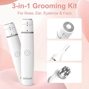 Nose Hair Trimmer for Women &amp Men 3-in-1 Facial Hair Remover for Peach Fuzz Eyebrow Trimmer Shaper &amp Shaver Ear &amp Face Grooming Kit USB-C Rechargeable Painless Dry Use Compact &amp