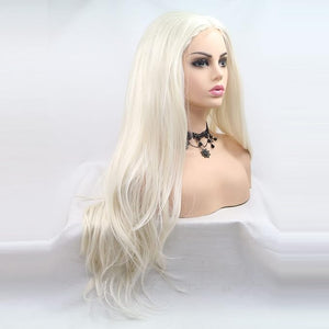 xiweiya Platinum Blonde Wigs Long Body Wave White Blonde Lace Front Wigs U Part 4 * 1 Lace Wig Heat Resistant Fiber Wig150% Density Wig Wear and Go Wigs for women 24inch