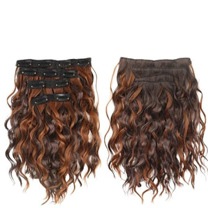 Short Curly Synthetic 4-piece Set Of Water Ripple Hair Extension Wig Clip In Woman's Clip Hair Accessories Hairpiece(4H30)