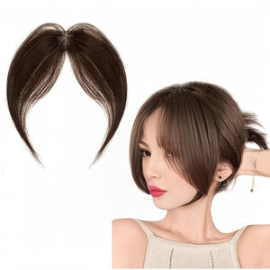 Lace Base Clip In Baby Hair Air Bang Natural Human Hair Side Bangs Invisible Edge Replacement Fringe Forehead Hairline For Women Glueless Hair Extensions (Dark Brown Lace 4x6 cm)