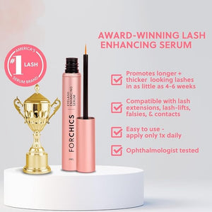 ForLash by ForChics: 3 Pack Ultimate Hormone- Free Eyelash Growth Serum for Enhanced Fuller Thicker Longer Lashes - Regrowth Booster Organic Formula Vegan &amp Cruelty-Free