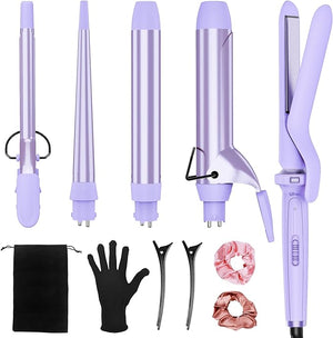 Birthday Gifts for Women, Ufree 5 in 1 Curling Iron with Interchangeable Ceramic Barrels (0.35"-1.25"), Curling Wand Set with Flat Iron Hair Straightener, Instant Heat Up, Dual Voltage Hair Curler