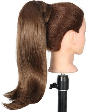 HIHELO 18 Inch Synthetic Straight Ponytail Hair Extensions Wig Bun Wrap Ponytail Barrette Clips for Women Hair Accessories (Color : 4/30HL)