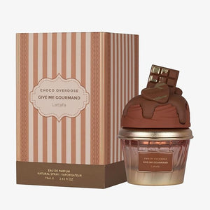 Lattafa Choco Overdose Eau de Parfum Gourmand Collection Dark Chocolate Fudge and Caramel Fragrance 75ml Spray Sweet and Elegant Give Me Gourmand Collection