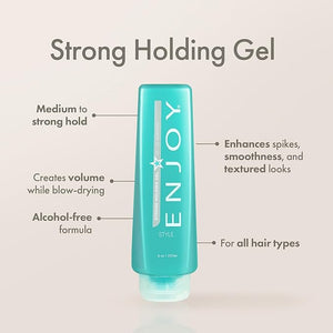 Enjoy Strong Holding Gel, Versatile, Alcohol Free Styling with Medium to Strong Hold &amp; Volume Boost (8 oz)