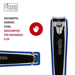 Nippes Nail Clippers | with Nail Catcher | Blue | 6 cm | Foot and Fingernail Clippers | Nail Care Clippers | Makes it Easier to shorten Firm and Hard Nails