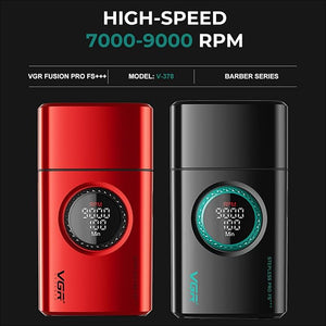 VGR 378 Electric Shavers for Men, Triple Floating Blade Foil Shaver Cordless Men's Electric Razor, 9000 RPM Motor Bald Shavers Titanium Foils with LED Display, Barber Supplies (Red)