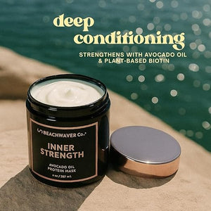 The Beachwaver Co. Inner Strength Hair Mask - Full Size (8 Oz) | Strengthening Vegan Hair Treatment Infused with Avocado Oil &amp Silk Amino Acids | Eliminates Frizz &amp Helps Repair Split Ends