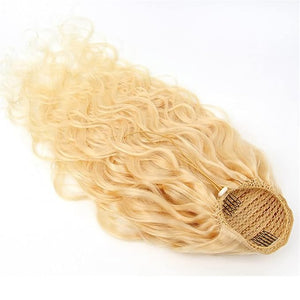 Hair Buns Hair Piece 10-24 Inches Long Curly Wavy Ponytail Hair Extensions with Drawstring Hair Slices Ponytail Women Blonde Wig Hair Bun Hair Accessories For Girls ( Color : DrawString  Size : 12inc