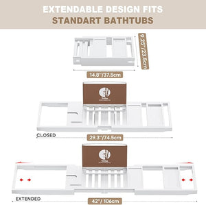 Yirilan Foldable Bathtub Caddy Expandable Bath Caddy Tray Unique House Warming Gifts New Home Anniversary and Wedding Gifts for Couple White