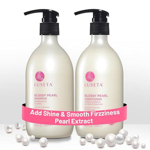 Luseta Glossy Pearl Shampoo and Conditioner Set Smooth &amp Moisturize Fight Frizziness and Add ShineHydrating for Damaged Hair DetangleNourish StrandsParaben Free Sulfate Free16.9oz