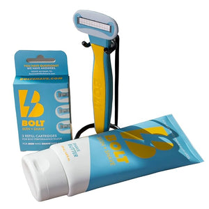 Get Smooth Bundle for Men - Shaving Kit for Legs, Head, Chest &amp; Arms - Includes Razor, Shave Butter and 3 Refill Cartridges