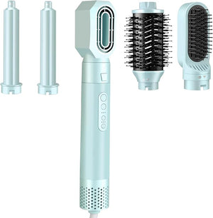 High-Speed 5 in 1 Hair Styler with Auto Curling Iron Straightener &amp Volumizing Hot Air Brush |Fast Drying Ionic Blowout No Heat Damage | Travel &amp Home Styling Tool (Blue)