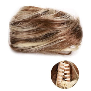 messy bun hair piece 1/2 PCS Accessory Updo Hairpieces For Women Girls Mini Claw Synthetic Curly Wavy Hair Bun Extensions Wig Clip in Messy &amp Cat Ears Short bun hair pieces for women ( Color : FB0