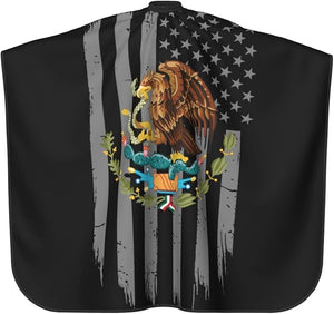 Usa Mexico Flag Salon Barber Cape For Men/Women - Professional Hairdressing Waterproof Hair Cutting Cape With Adjustable Snap Closure-Haircut Apron For Hair Stylist And Home Use-55''X66''