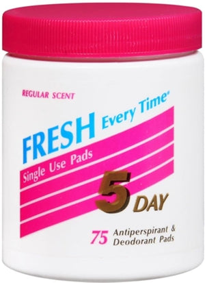 5 DAY Anti-Perspirant Deodorant Pads Regular Scent 75 Each (Pack of 10)