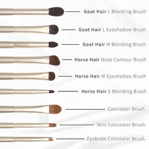 Natural Goat Hair Eye Shadow Brush Set Pony Hair Eyeshadow Brushes Set Small Nose Contour Brush Angled Eyeshadow Brush Eyeshadow Blending Brush Eye Makeup Brushes Set Professional - E200