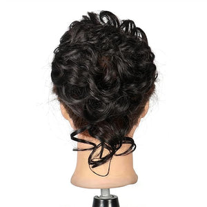 FRANCES Fake Hair Bun Synthetic Bun Donut Bun Ponytail Hair Extensions Messy Blonde Curls with Elastic Rubber Band Wig Hair Bun for Women Hair Accessories (Color : 1B)