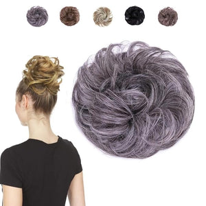 Juvabun Hair Extensions Salt and Pepper ? Soft Curly Hair Extensions Clip-In for Natural Volume &amp Quick Updo Styling Hair Bun Maker