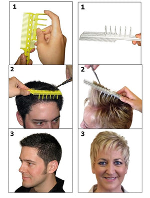 Scissor Clipper Over Comb Hair Cutting Tool - DIY Home Hair Cutting Guide Comb Set (Classic Set Yellow)